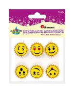 Klamerki drewniane z dekorem emotki mix 6szt