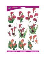 Papier do decoupage 3D kwiaty kalie arkusz