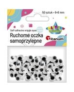 Oczy samoprzylepne bez rzęs 6x8mm owalne 50szt