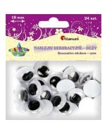 Oczy samoprzylepne bez rzęs 18 mm okrągłe 24szt