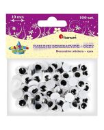 Oczy samoprzylepne bez rzęs 10mm okrągłe 100szt
