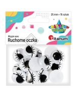 Oczy bez kleju z rzęsami 25mm mix 15szt