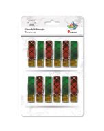 Klamerki drewniane z naklejką w kratę mix 12szt