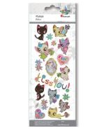 Naklejki wypukłe miękkie koty, serca, kwiaty 20szt