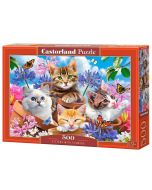 Puzzle 500 Kittens with Flowers CASTOR