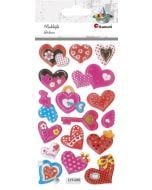 Naklejki wypukłe miękkie serca mix 17szt