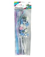 Zestaw druciki, pompony, oczka pastelowy 80szt