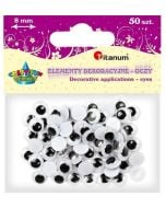 Oczy bez kleju i rzęs 8mm 50szt