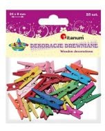 Klamerki drewniane 8 kolorów 3x25mm 25szt