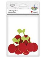 Filcowe czereśnie 3D czerwono-zielone 5szt