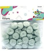 Pompony akrylowe 25mm szare 30szt