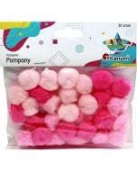 Pompony akrylowe 25mm różowe 30szt
