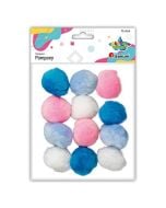 Pompony akrylowe 40mm mix kolorów 12szt