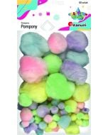 Pompony akrylowe mix kolorów pastelowych 60szt