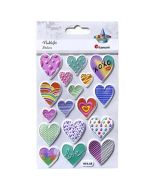 Naklejki wypukłe serca mix 17szt