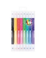 Flamastry dwukolorowe 16 kolorów KIDEA