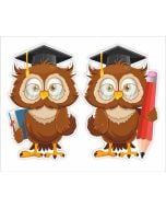 Dekoracje okienne szkoła -Sowy w biretach 2szt