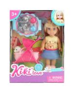 Lalka z wózkiem i zwierzątkami