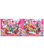 Lalka na rowerze ze zwierzakami