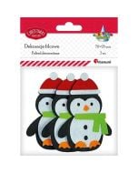 Filcowe pingwiny 3D w czapkach Mikołaja 3szt