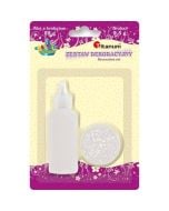 Zestaw klej z brokatem + brokat w słoiczku biały