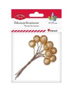 Drucik z kulką 15mm złotą brokatową 10szt