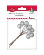 Drucik z kulką 15mm srebrną brokatową 10szt