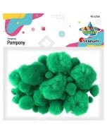 Pompony akrylowe zielone 45szt