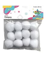 Pompony poliestrowe 12szt białe