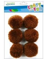 Pompony wełniane 4cm brązowe 6szt