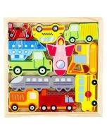 Układanka drewniana pojazdy 12 elementów