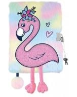Pamiętnik z kłódką A5/96K 3D włochacz Flamingo