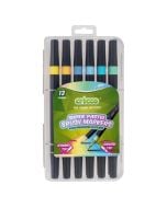 Pisaki pędzelkowe pastelowe dwustronne 12 kolorów