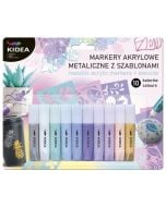 Markery akrylowe metaliczne 10 kolorów KIDEA
