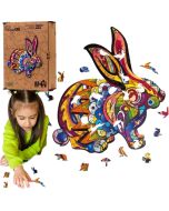 Puzzle drewniane eko 121 Puszysty królik A3
