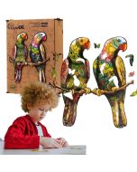 Puzzle drewniane eko 120 Papużki faliste A3