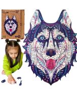 Puzzle drewniane eko 123 Śnieżny husky A3