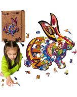 Puzzle drewniane eko 60 Puszysty królik A4