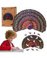 Puzzle drewniane eko 78 Luksusowy paw A4