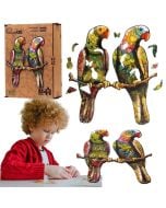 Puzzle drewniane eko 82 Papużki faliste A4