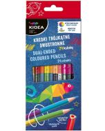 Kredki trójkątne dwustronne 24 kolory KIDEA