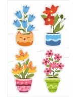 Ozdoby okienne Wiosna duże kwiaty w donicach 4szt
