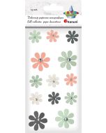 Naklejki papierowe kwiatki z kryształkiem 13szt