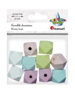 Koraliki drewniane kostki ścięte pastel 10szt