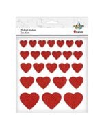 Naklejki piankowe brokatowe serca mix 25szt.