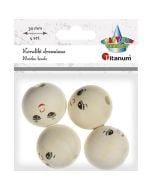 Koraliki drewniane okrągłe z twarzą 4szt