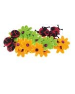 Naklejki z filcu biedronki i kwiatki 28szt