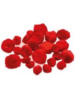 Pompony puszyste czerwone 24szt
