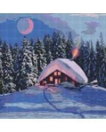 Diamentowa mozaika - Zaśnieżona chata 40x40cm
