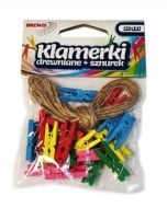 Klamerki + sznurek kolorowe 20szt